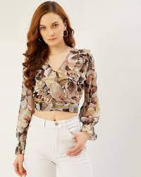 Top à imprimé floral à volants